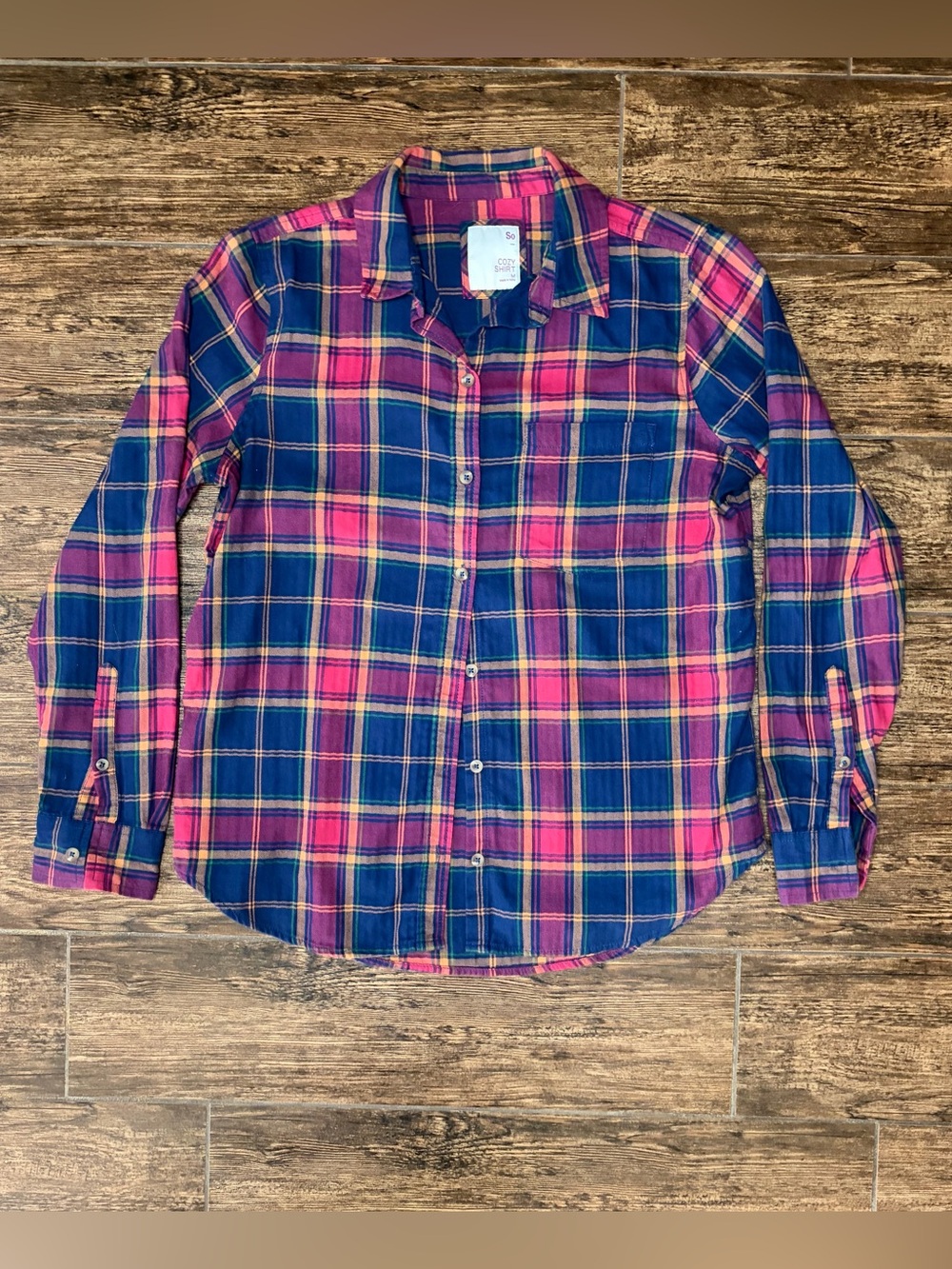 SO Pink & Blue Plaid Button-Down Shirt